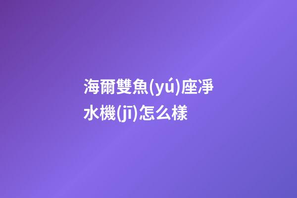 海爾雙魚(yú)座凈水機(jī)怎么樣