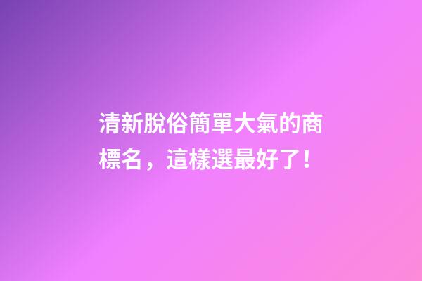 清新脫俗簡單大氣的商標名，這樣選最好了！-第1張-商標起名-玄機派