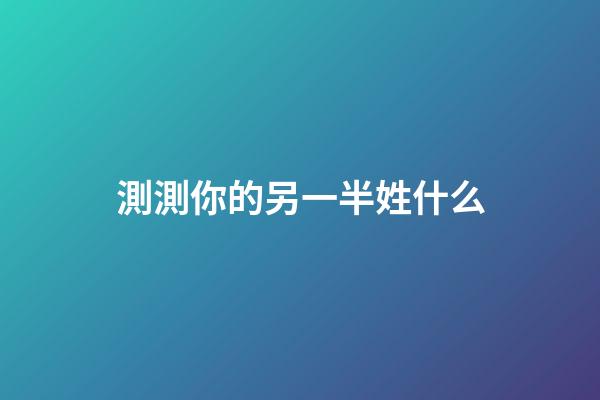 測測你的另一半姓什么