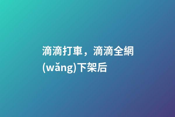 滴滴打車，滴滴全網(wǎng)下架后-第1張-觀點-玄機派