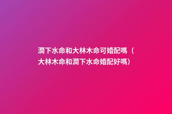 澗下水命和大林木命可婚配嗎（大林木命和澗下水命婚配好嗎）