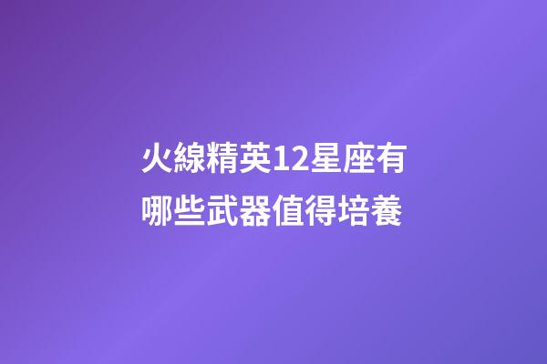 火線精英12星座有哪些武器值得培養-第1張-星座運勢-玄機派