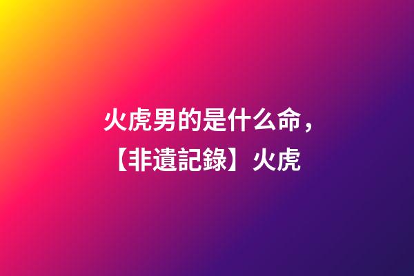火虎男的是什么命，【非遺記錄】火虎-第1張-觀點(diǎn)-玄機(jī)派