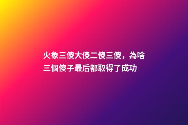 火象三傻大傻二傻三傻，為啥三個傻子最后都取得了成功-第1張-觀點-玄機派