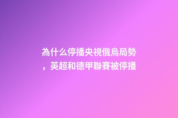 為什么停播央視俄烏局勢，英超和德甲聯賽被停播-第1張-觀點-玄機派