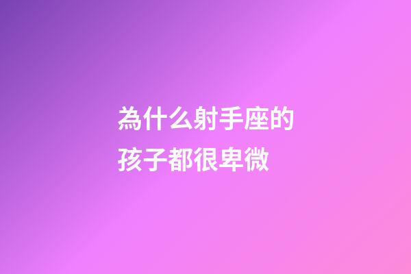 為什么射手座的孩子都很卑微-第1張-星座運勢-玄機派