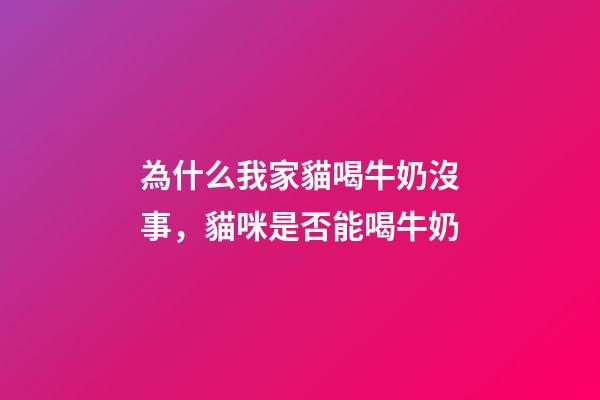 為什么我家貓喝牛奶沒事，貓咪是否能喝牛奶-第1張-觀點-玄機派