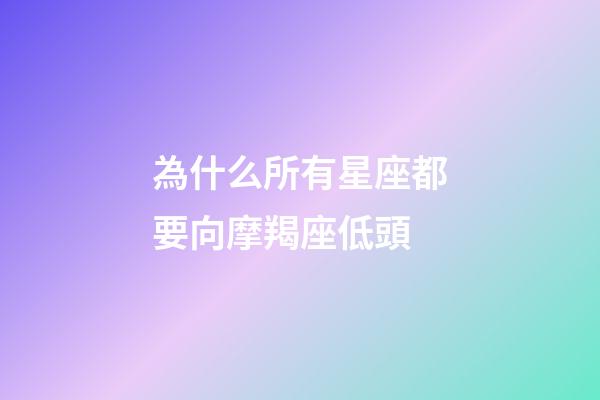 為什么所有星座都要向摩羯座低頭-第1張-星座運(yùn)勢-玄機(jī)派