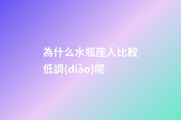 為什么水瓶座人比較低調(diào)呢-第1張-星座運(yùn)勢(shì)-玄機(jī)派