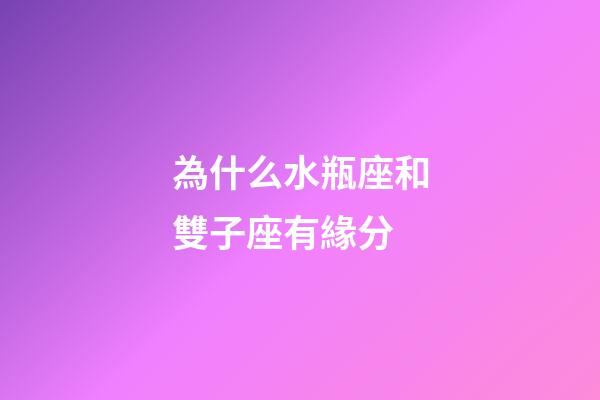 為什么水瓶座和雙子座有緣分-第1張-星座運勢-玄機派