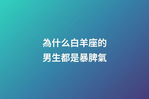 為什么白羊座的男生都是暴脾氣-第1張-星座運勢-玄機派