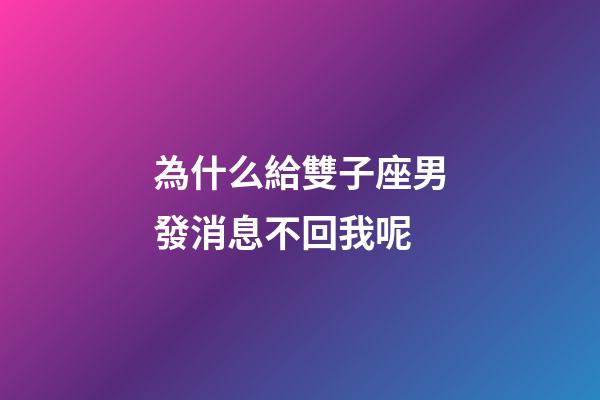 為什么給雙子座男發消息不回我呢-第1張-星座運勢-玄機派