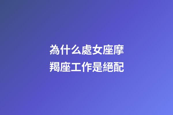 為什么處女座摩羯座工作是絕配-第1張-星座運勢-玄機派