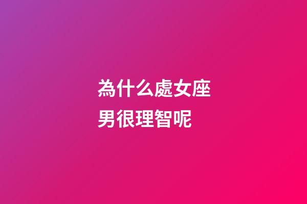 為什么處女座男很理智呢-第1張-星座運勢-玄機派