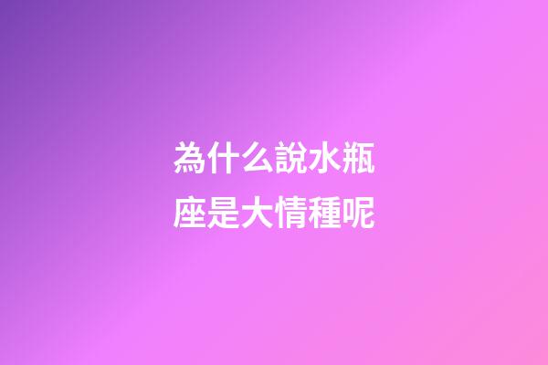 為什么說水瓶座是大情種呢-第1張-星座運勢-玄機派