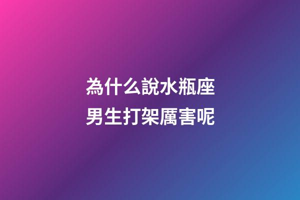 為什么說水瓶座男生打架厲害呢-第1張-星座運勢-玄機派