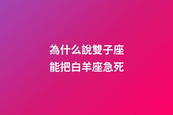 為什么說雙子座能把白羊座急死-第1張-星座運勢-玄機派