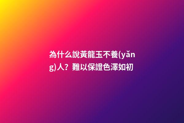 為什么說黃龍玉不養(yǎng)人？難以保證色澤如初