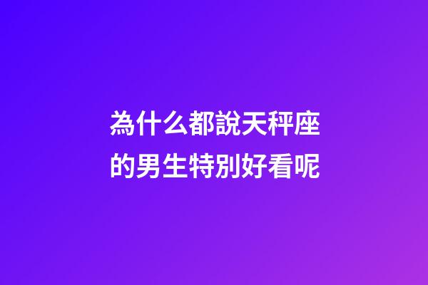 為什么都說天秤座的男生特別好看呢-第1張-星座運勢-玄機派