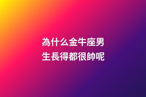 為什么金牛座男生長得都很帥呢-第1張-星座運勢-玄機派