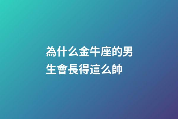 為什么金牛座的男生會長得這么帥-第1張-星座運勢-玄機派