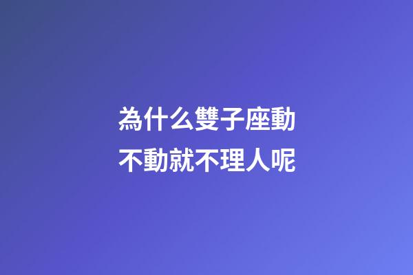 為什么雙子座動不動就不理人呢-第1張-星座運勢-玄機派