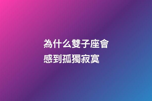 為什么雙子座會感到孤獨寂寞-第1張-星座運勢-玄機派
