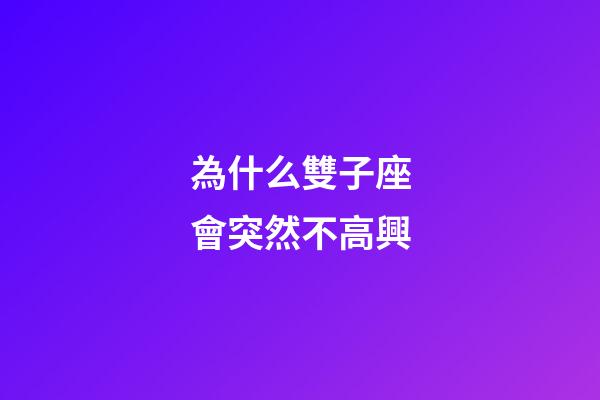 為什么雙子座會突然不高興-第1張-星座運勢-玄機派