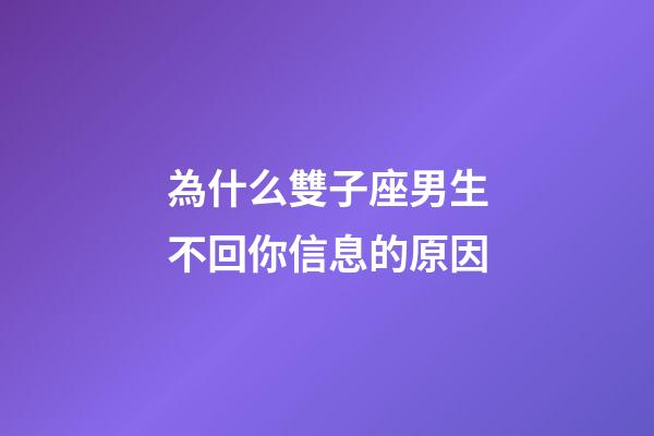 為什么雙子座男生不回你信息的原因-第1張-星座運勢-玄機派