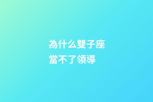 為什么雙子座當不了領導-第1張-星座運勢-玄機派