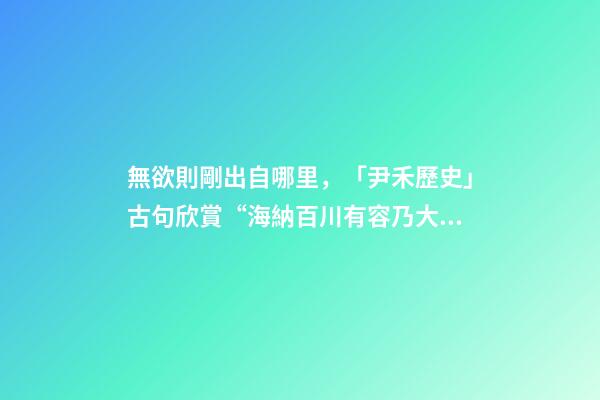 無欲則剛出自哪里，「尹禾歷史」古句欣賞“海納百川有容乃大”是一種什么樣的包容-第1張-觀點-玄機派