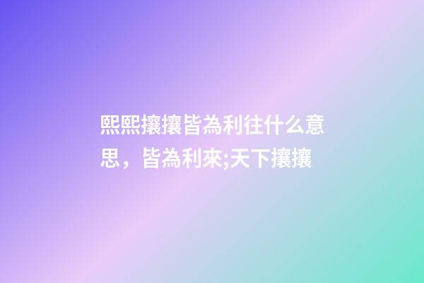 熙熙攘攘皆為利往什么意思，皆為利來;天下攘攘-第1張-觀點-玄機派