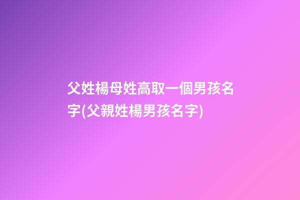 父姓楊母姓高取一個男孩名字(父親姓楊男孩名字)