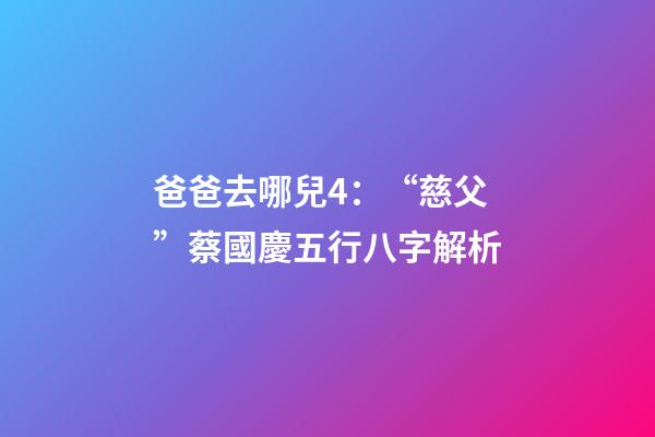 爸爸去哪兒4：“慈父”蔡國慶五行八字解析