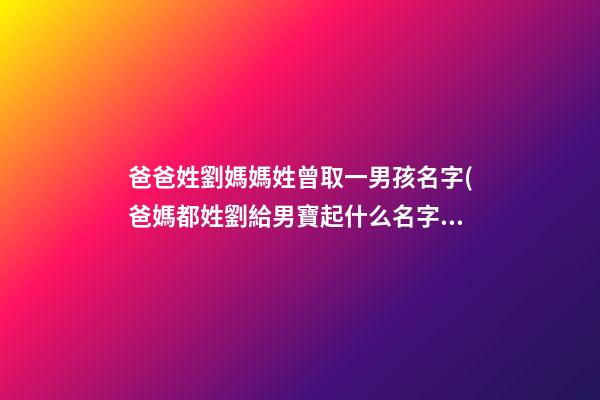 爸爸姓劉媽媽姓曾取一男孩名字(爸媽都姓劉給男寶起什么名字呢)