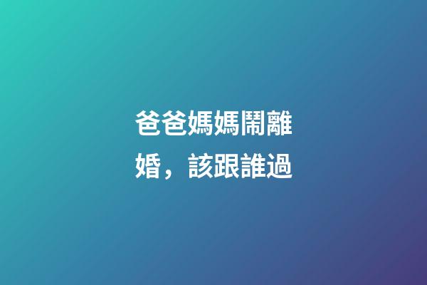 爸爸媽媽鬧離婚，該跟誰過