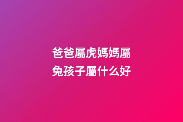 爸爸屬虎媽媽屬兔孩子屬什么好