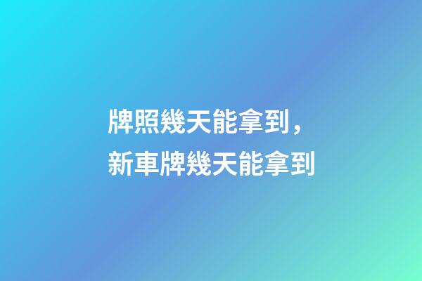 牌照幾天能拿到，新車牌幾天能拿到
