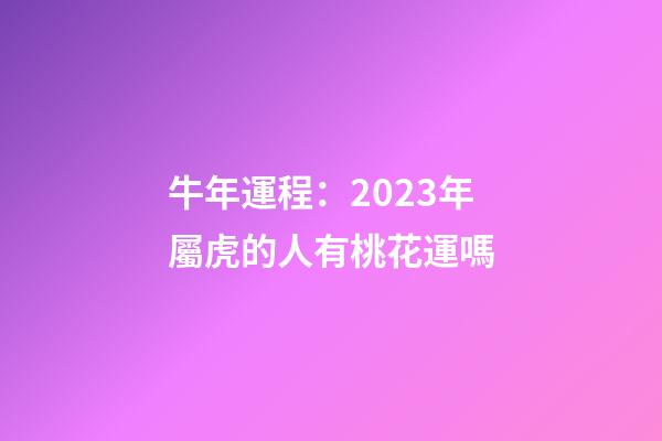 牛年運程：2023年屬虎的人有桃花運嗎