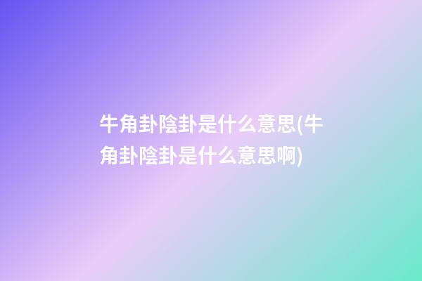 牛角卦陰卦是什么意思(牛角卦陰卦是什么意思啊)