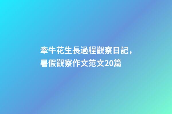 牽牛花生長過程觀察日記，暑假觀察作文范文20篇-第1張-觀點-玄機派