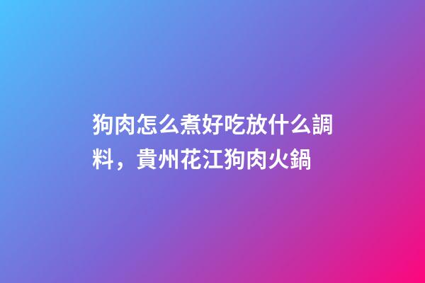 狗肉怎么煮好吃放什么調料，貴州花江狗肉火鍋(附專用蘸水配方制作)-第1張-觀點-玄機派
