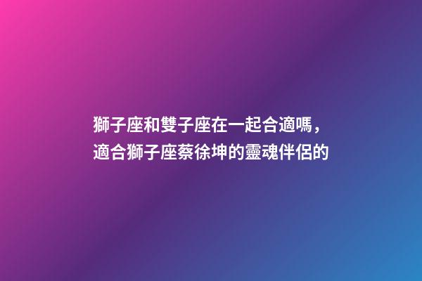 獅子座和雙子座在一起合適嗎，適合獅子座蔡徐坤的靈魂伴侶的-第1張-觀點-玄機派