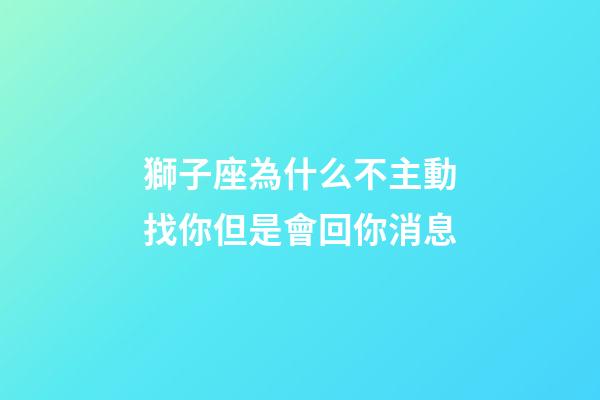 獅子座為什么不主動找你但是會回你消息-第1張-星座運勢-玄機派