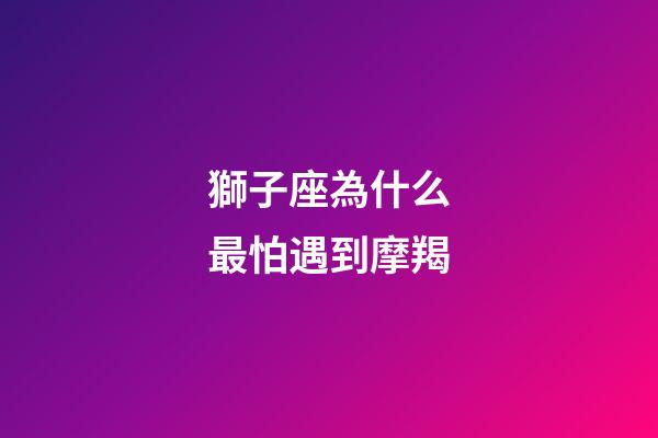 獅子座為什么最怕遇到摩羯-第1張-星座運勢-玄機派