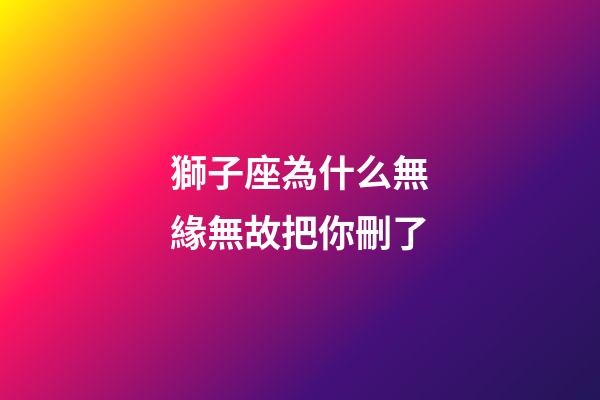 獅子座為什么無緣無故把你刪了-第1張-星座運勢-玄機派