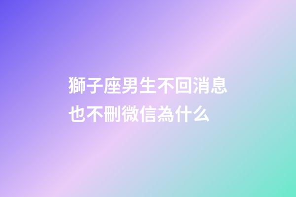 獅子座男生不回消息也不刪微信為什么-第1張-星座運勢-玄機派