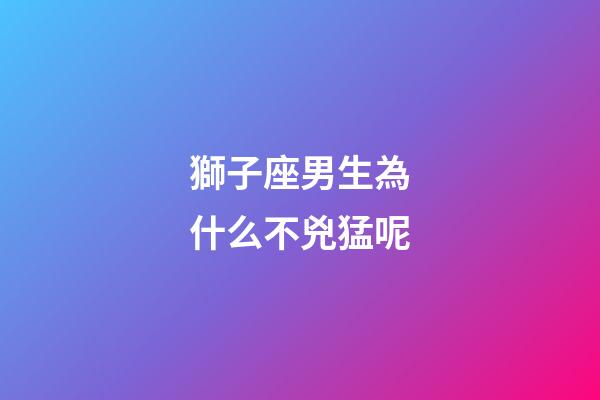 獅子座男生為什么不兇猛呢-第1張-星座運勢-玄機派