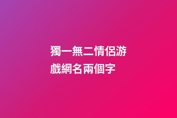 獨一無二情侶游戲網名兩個字