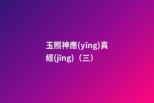 玉照神應(yīng)真經(jīng)（三）